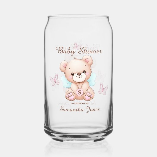 ベビーパーソナライズされたシャワーテーマ飲み物用品セット ガラス缶 (正面)