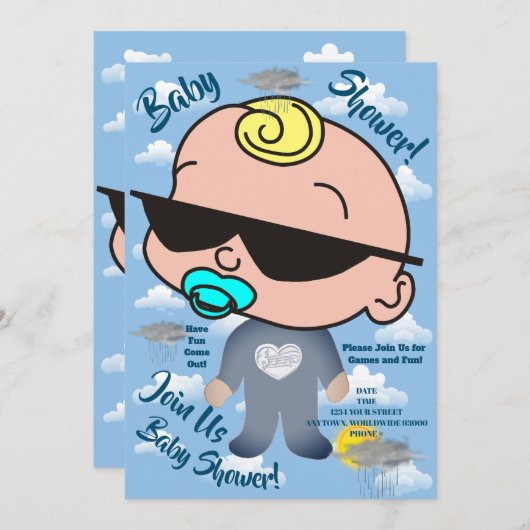 ベビーパーソナライズされたシャワーパーティの招待状 招待状 (正面/裏面)