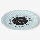 ベビーパーソナライズされたシャワーブルーシェブロン紙プレート ペーパープレート (アングル)