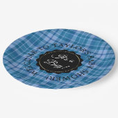 ベビーパーソナライズされたシャワーブループレイド紙プレート ペーパープレート (アングル)