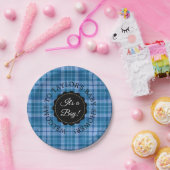 ベビーパーソナライズされたシャワーブループレイド紙プレート ペーパープレート (パーティー)