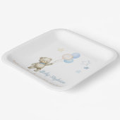 ベビーパーソナライズされたシャワープレートテディベアブルー ペーパープレート (傾斜あり)