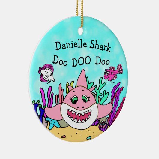 ベビーパーソナライズされたシャークファミリークリスマスオーナメント セラミックオーナメント (右)