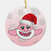 ベビーパーソナライズされたシャークファミリークリスマスオーナメント セラミックオーナメント (正面)