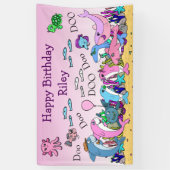 ベビーパーソナライズされたシャークファミリーバースデーパーティー 横断幕 (縦)