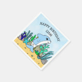 ベビーパーソナライズされたシャーク誕生日 スタンダードカクテルナプキン (角)