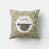 ベビーパーソナライズされたスロース秋の緑の枕 クッション (裏面)