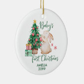 ベビーパーソナライズされたズ初めてのクリスマスバニーオーナメント セラミックオーナメント (右)