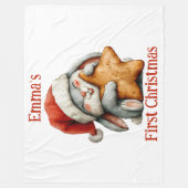 ベビーパーソナライズされたズ初めてのクリスマスバニーフリースB フリースブランケット (正面)