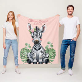 ベビーパーソナライズされたゼブラガールズ赤面サファリ フリースブランケット