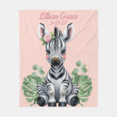 ベビーパーソナライズされたゼブラガールズ赤面サファリ フリースブランケット (正面)