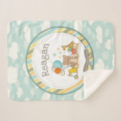 ベビーパーソナライズされたテディベアキレーフゴムダッキー（アヒルちゃん） シェルパブランケット (正面(横))