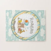 ベビーパーソナライズされたテディベアキレーフゴムダッキー(アヒルちゃん) ジグソーパズル (横)