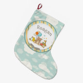 ベビーパーソナライズされたテディベアキレーフゴムダッキー（アヒルちゃん） ラージクリスマスストッキング (正面 (吊り時))
