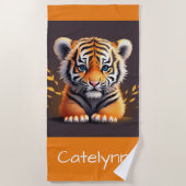 ベビーパーソナライズされたトラ ビーチタオル (正面)