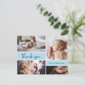 ベビーパーソナライズされたバプテスマありがとうフォトコラージュ ポストカード (スタンド正面)