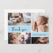 ベビーパーソナライズされたバプテスマありがとうフォトコラージュ ポストカード (正面/裏面)
