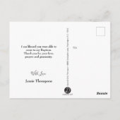 ベビーパーソナライズされたバプテスマありがとう写真 ポストカード (裏面)