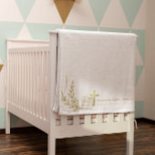 ベビーパーソナライズされたバプテスマ金ゴールドクロスフローラ シェルパブランケット