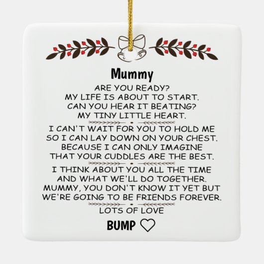 ベビーパーソナライズされたバンプクリスマスからミイラ セラミックオーナメント (裏面)