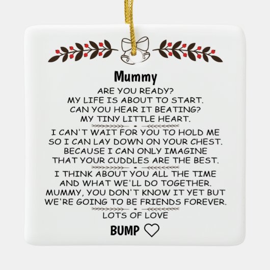 ベビーパーソナライズされたバンプクリスマスからミイラ セラミックオーナメント (正面)