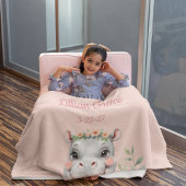 ベビーパーソナライズされたヒッポガールズサファリ子供部屋 フリースブランケット