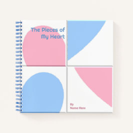 ベビーパーソナライズされたピンクとブルーの抽象芸術ハートアート ノートブック