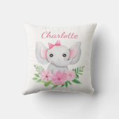 ベビーパーソナライズされたピンク象の贈り物のためのベビーガール クッション (裏面)