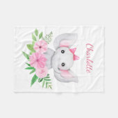 ベビーパーソナライズされたピンク象の贈り物のためのベビーガール フリースブランケット (正面(横))