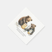 ベビーパーソナライズされたベアのハニーベビーシャワー スタンダードカクテルナプキン (角)