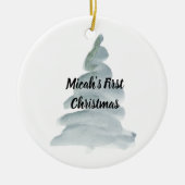 ベビーパーソナライズされたボーイ初めてのクリスマスオーナメント セラミックオーナメント (正面)