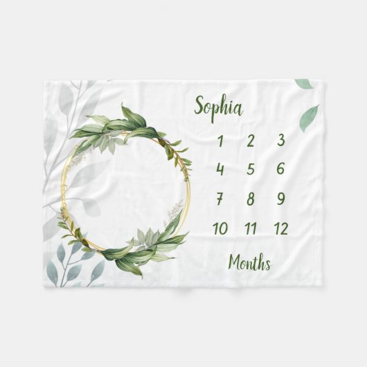 ベビーパーソナライズされたマイルストーン フリースブランケット (正面(横))