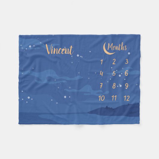 ベビーパーソナライズされたマイルストーン フリースブランケット (正面(横))