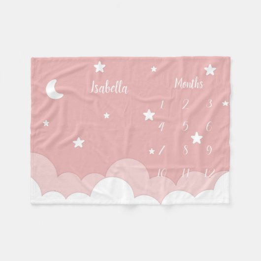 ベビーパーソナライズされたマイルストーン フリースブランケット (正面(横))