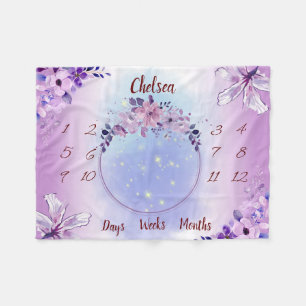 ベビーパーソナライズされたマイルストーン フリースブランケット