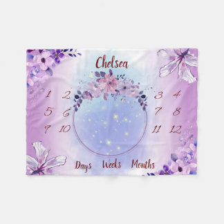 ベビーパーソナライズされたマイルストーン フリースブランケット