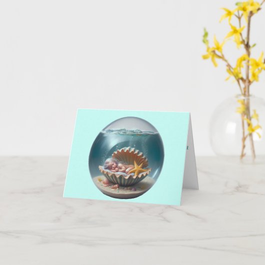 ベビーパーソナライズされたマーメイドウェルカム カード (黄色い花)