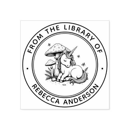 ベビーパーソナライズされたユニコーンToadstool図書室 ラバースタンプ (インプリント)