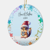 ベビーパーソナライズされたリス |ベビーの最初のクリスマス セラミックオーナメント (左)