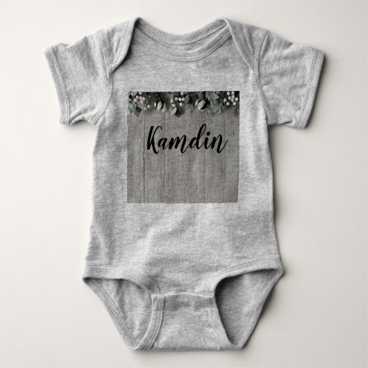 ベビーパーソナライズされた体スーツコットンプラントベリーB ベビーボディスーツ (正面)