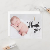 ベビーパーソナライズされた写真ありがとうバプテスマ カード (正面/裏面インサイチュ)