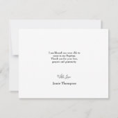 ベビーパーソナライズされた写真ありがとうバプテスマ カード (裏面)