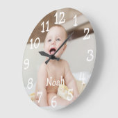 ベビーパーソナライズされた写真名 ラージ壁時計 (傾斜)
