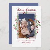 ベビーパーソナライズされた初めてのクリスマスのフォトカード シーズンカード (正面/裏面)