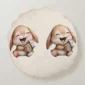 ベビーパーソナライズされた初めてのクリスマスバニー ラウンドクッション (裏面)