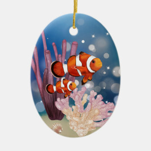 ベビーパーソナライズされた初めてのクリスマスピエロ魚 セラミックオーナメント
