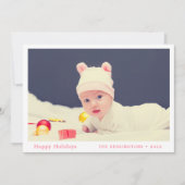 ベビーパーソナライズされた初めてのクリスマスホリデーカード シーズンカード (正面)