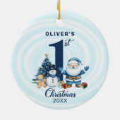 ベビーパーソナライズされた初めてのクリスマス セラミックオーナメント (裏面)