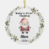 ベビーパーソナライズされた初めてのクリスマス セラミックオーナメント (正面)