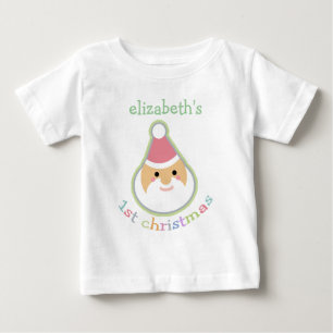 ベビーパーソナライズされた初めてのクリスマス ベビーTシャツ